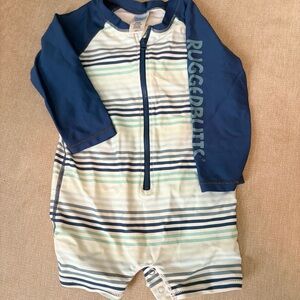 RuggedButts Navy and White Striped Kids Rashguard